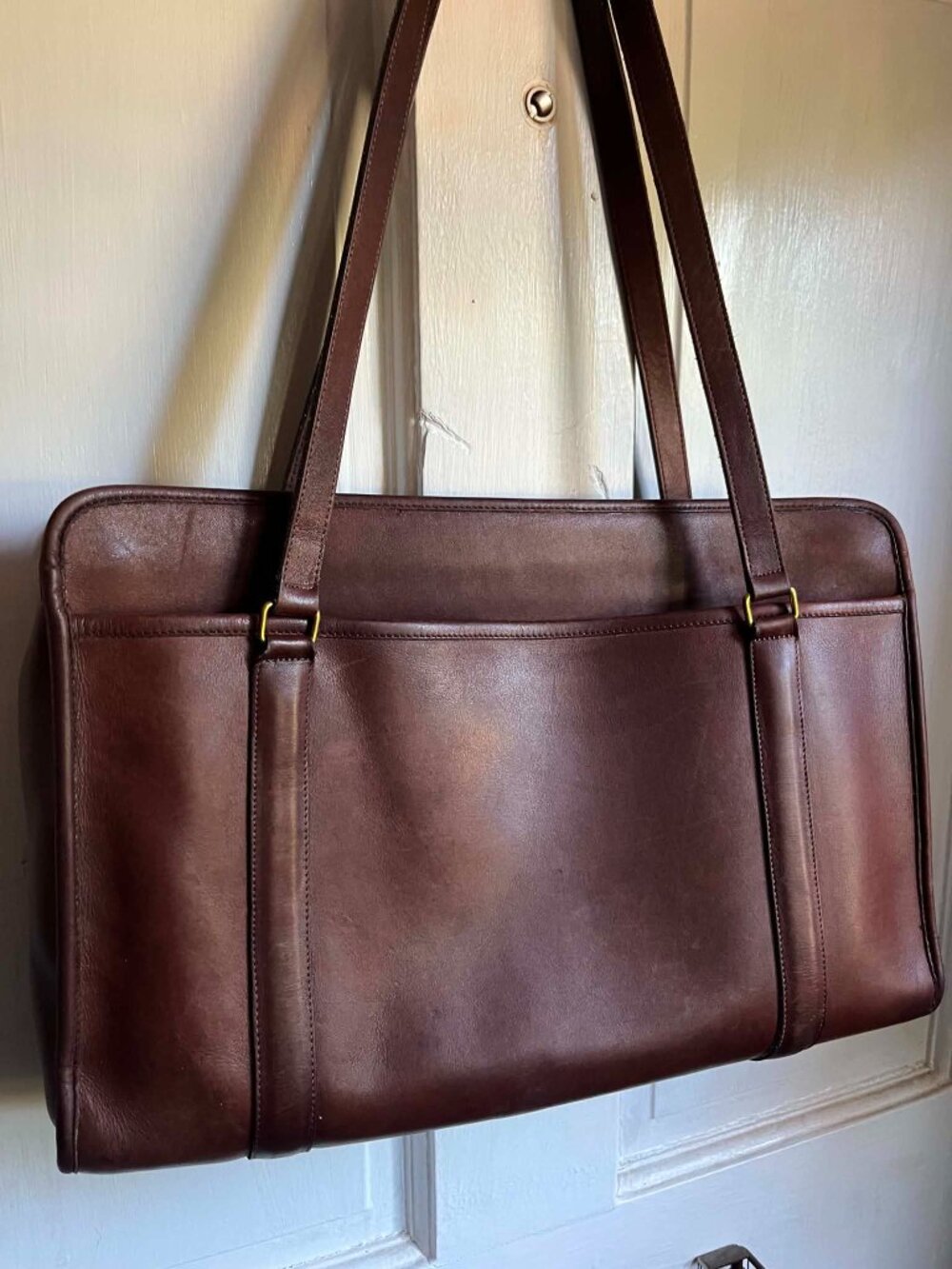 Coach Vintage 80s Shoulder Brief Bag Tote Leather 5230 Brown - Picture 4 of 14
